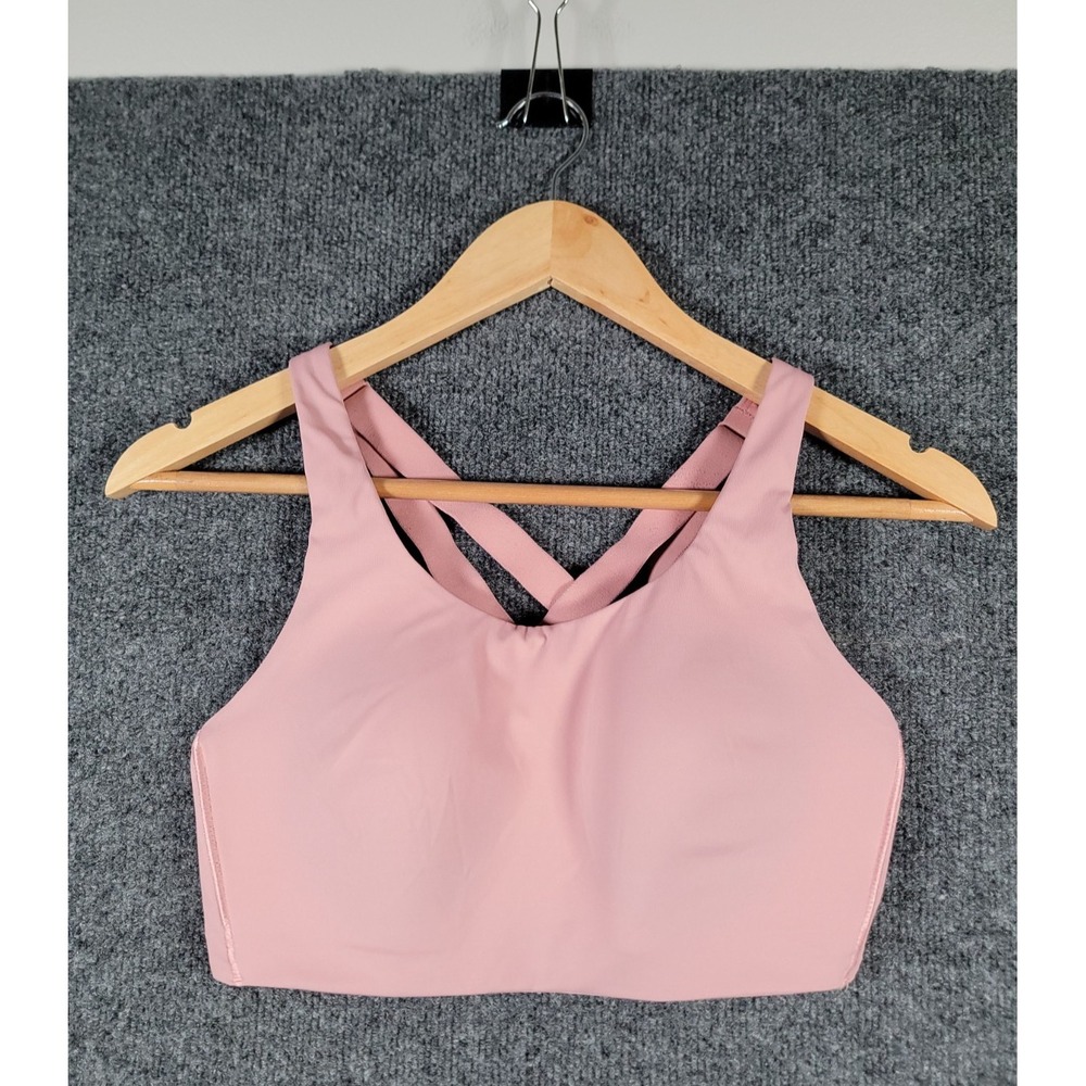 Lululemon Energy High Support Sports Bra Womens 34D Pink Padded Straps Gym Yoga